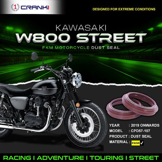 Crank1-Fork Dust Seals Pair For Kawasaki W800 Street (2019 Onwards)– CPD57-107
