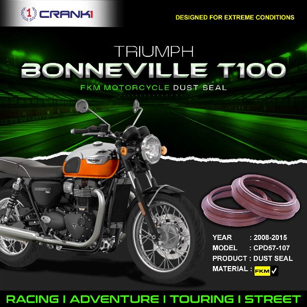 Crank1-Fork Dust Seals Pair For Triumph Bonneville T100 (2008-2015)– CPD57-107