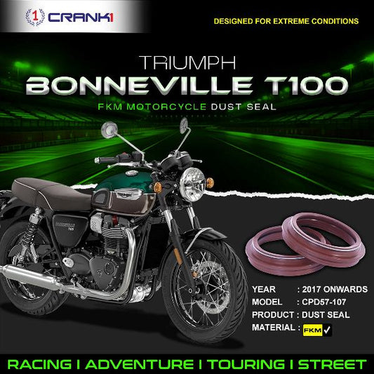 Crank1-Fork Dust Seals Pair For Triumph Bonneville T100 (2017 Onwards)– CPD57-107