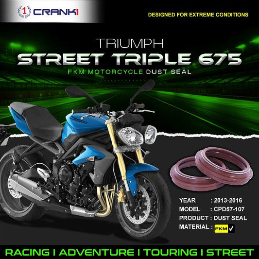 Crank1-Fork Dust Seals Pair For Triumph Street Triple 675 (2013-2016)– CPD57-107
