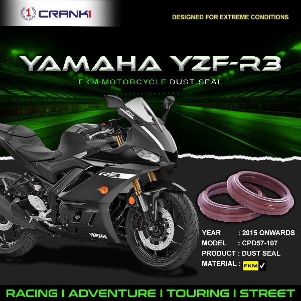 Crank1-Fork Dust Seals Pair For Yamaha YZF-R3 (2015 Onwards)– CPD57-107
