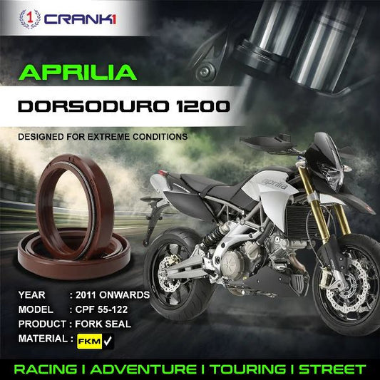 Crank1-Fork Oil Seals Pair Aprilia Dorsoduro 1200  (2011 Onwards)-CPF55-122