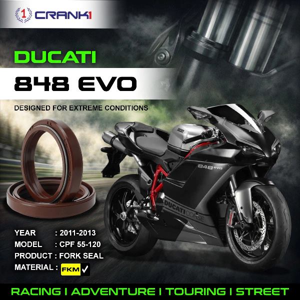 Crank1-Fork Oil Seals Pair Ducati 848 EVO (2011-2013) -CPF55-120