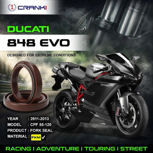 Crank1-Fork Oil Seals Pair Ducati 848 EVO (2011-2013) -CPF55-120
