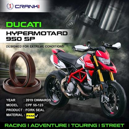 Crank1-Fork Oil Seals Pair Ducati Hypermotard 950  SP (2019 Onwards)-CPF55-123