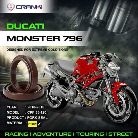 Crank1-Fork Oil Seals Pair Ducati Monster 796 (2010-2016)-CPF55-120