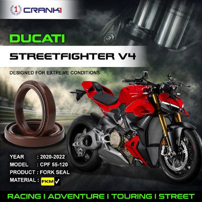 Crank1-Fork Oil Seals Pair Ducati Streetfighter V4 &nbsp; &nbsp;(2020-2022)-CPF55-120