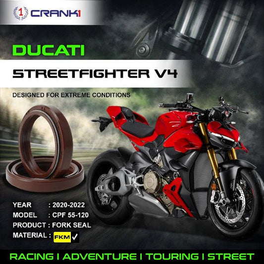 Crank1-Fork Oil Seals Pair Ducati Streetfighter V4 &nbsp; &nbsp;(2020-2022)-CPF55-120