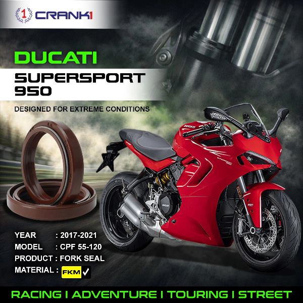 Crank1-Fork Oil Seals Pair Ducati SuperSport 950 (2017-2021)-CPF55-120