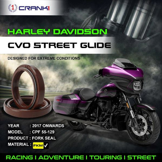 Crank1-Fork Oil Seals Pair Harley Davidson CVO Street Glide (2017 Onwards)-CPF55-129