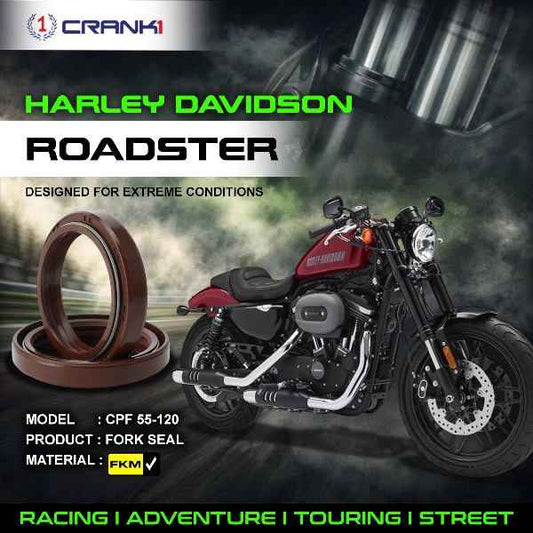 Crank1-Fork Oil Seals Pair Harley Davidson Roadster-CPF55-120
