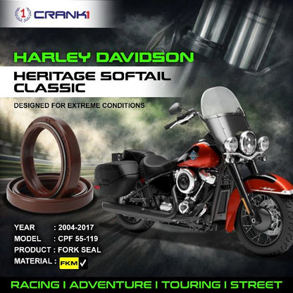 Crank1-Fork Oil Seals Pair Harley Davidson Softail Classic (2004-2014)-CPF55-119