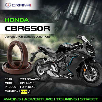 Crank1-Fork Oil Seals Pair Honda CBR 650R (2021 onwards)-CPF55-119