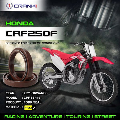Crank1-Fork Oil Seals Pair Honda CRF 250 F (2021 Onwards)-CPF55-119