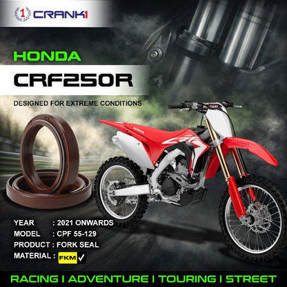 Crank1-Fork Oil Seals Pair Honda CRF 250 R (2021 Onwards)-CPF55-129