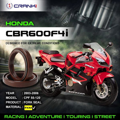 Crank1-Fork Oil Seals Pair Honda Cbr 600 F4I (2003-2006)-CPF55-120