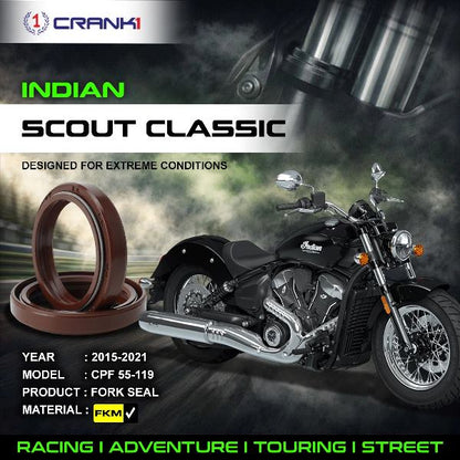 Crank1-Fork Oil Seals Pair Indian scout (2015-2021)-CPF55-119