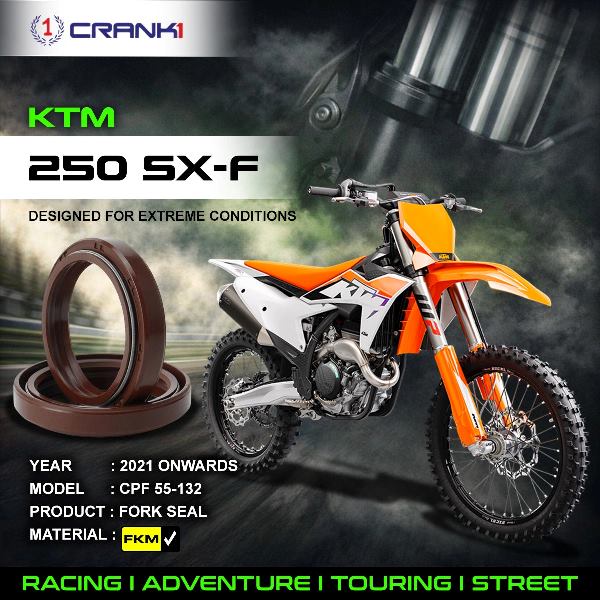 Crank1-Fork Oil Seals Pair KTM 250SX-F (2021 Onwards)-CPF55-132