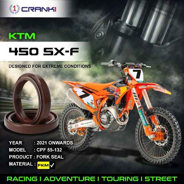 Crank1-Fork Oil Seals Pair KTM 450 SX-F (2021 Onwards)-CPF55-132