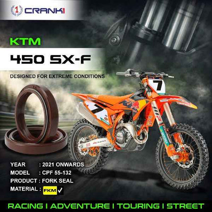 Crank1-Fork Oil Seals Pair KTM 450 SX-F (2021 Onwards)-CPF55-132