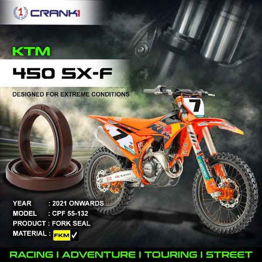 Crank1-Fork Oil Seals Pair KTM 450 SX-F (2021 Onwards)-CPF55-132