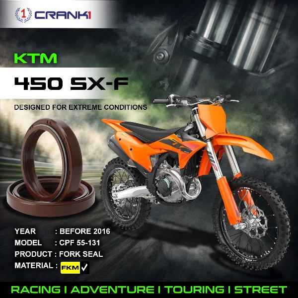 Crank1-Fork Oil Seals Pair KTM 450 SX-F (Before 2016)-CPF55-131