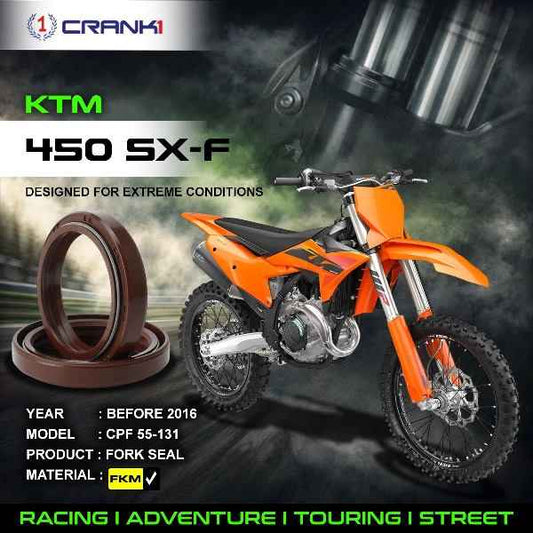 Crank1-Fork Oil Seals Pair KTM 450 SX-F (Before 2016)-CPF55-131
