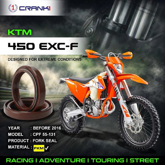 Crank1-Fork Oil Seals Pair KTM EXC  SXF 450 (Before 2016)-CPF55-131