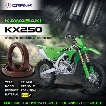 Crank1-Fork Oil Seals Pair Kawasaki KX 250 (2011-2020)-CPF55-132