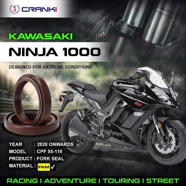 Crank1-Fork Oil Seals Pair Kawasaki Ninja 1000 (2020 Onwards)-CPF55-119