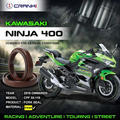 Crank1-Fork Oil Seals Pair Kawasaki Ninja 400 (2018 Onwards)-CPF55-119