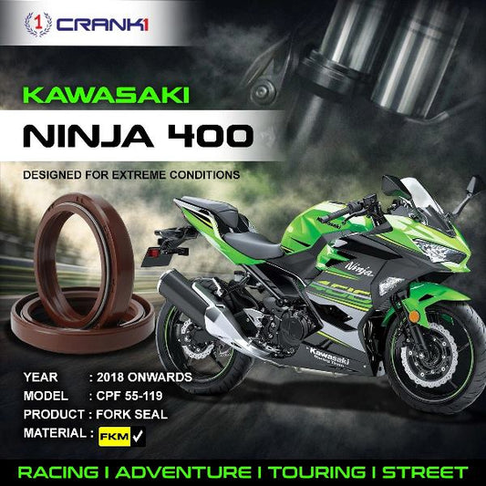 Crank1-Fork Oil Seals Pair Kawasaki Ninja 400 (2018 Onwards)-CPF55-119