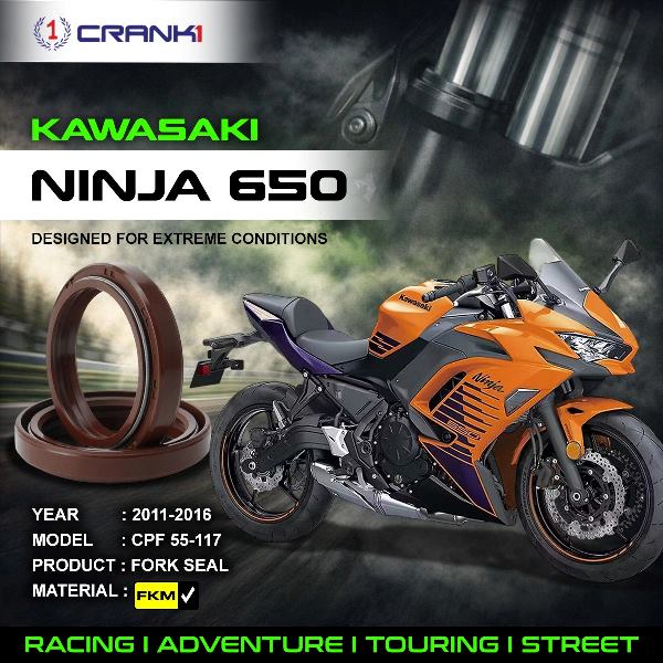 Crank1-Fork Oil Seals Pair Kawasaki Ninja 650 (2011-2016)-CPF55-117