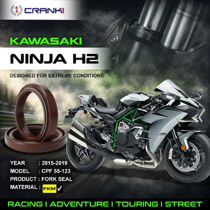 Crank1-Fork Oil Seals Pair Kawasaki Ninja H2 (2015-2019)-CPF55-123
