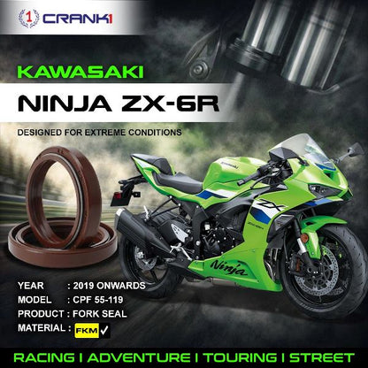 Crank1-Fork Oil Seals Pair Kawasaki Ninja ZX-6R (2019 Onwards)-CPF55-119
