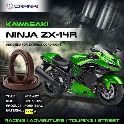 Crank1-Fork Oil Seals Pair Kawasaki Ninja ZX 14R (2011-2021)-CPF55-123