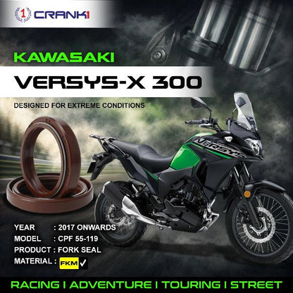 Crank1-Fork Oil Seals Pair Kawasaki Versys X 300 (2017 Onwards)-CPF55-119