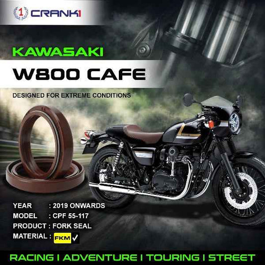 Crank1-Fork Oil Seals Pair Kawasaki W800 Cafe (2019 Onwards)-CPF55-117