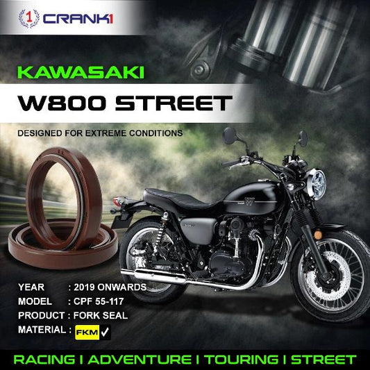 Crank1-Fork Oil Seals Pair Kawasaki W800 Street (2019 Onwards)-CPF55-117