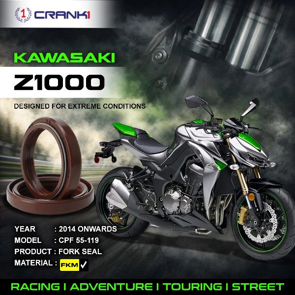 Crank1-Fork Oil Seals Pair Kawasaki Z1000 (2014 Onwards)-CPF55-119