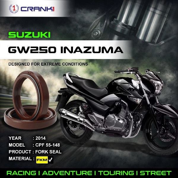 Crank1-Fork Oil Seals Pair Suzuki GW250 Inazuma (2014)-CPF55-148