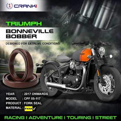 Crank1-Fork Oil Seals Pair Triumph Bobber (2017 Onwards)-CPF55-117