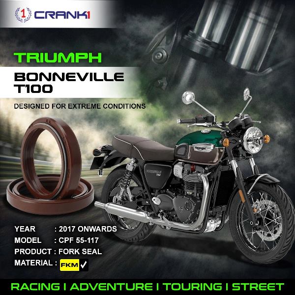 Crank1-Fork Oil Seals Pair Triumph Bonneville T100 (2017 Onwards)-CPF55-117