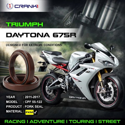 Crank1-Fork Oil Seals Pair Triumph Daytona 675R	 (2011-2017)-CPF55-122
