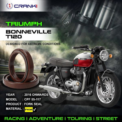 Crank1-Fork Oil Seals Pair Triumph T120 (2016 Onwards)-CPF55-117