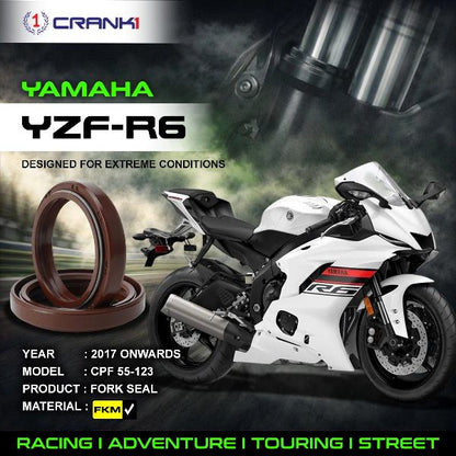 Crank1-Fork Oil Seals Pair Yamaha YZF-R6 (2017 Onwards)-CPF55-123