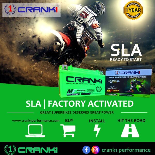 Crank1 Battery For Ducati 848 EVO (2015-2025)- CB12B-BS - Factory Activated