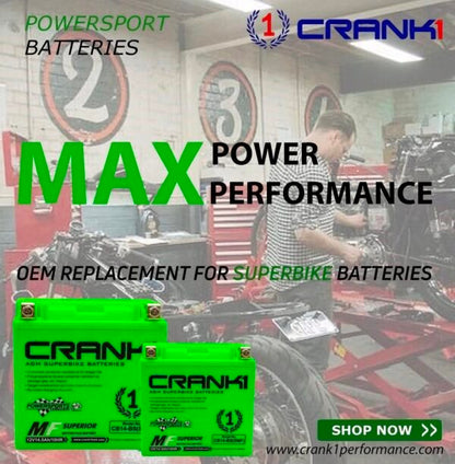 Crank1 Battery For Ducati 848 EVO (2015-2025)- CB12B-BS - Factory Activated