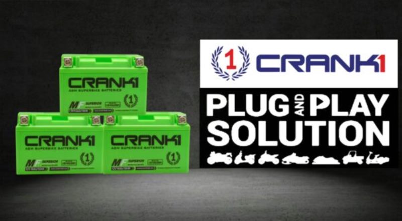Crank1 Battery For Ducati 848 EVO (2015-2025)- CB12B-BS - Factory Activated