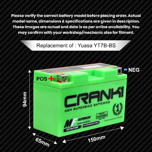 Crank1 Battery For Ducati Panigale 1299 S (2015-2025) - CB7B-BS - Factory Activated